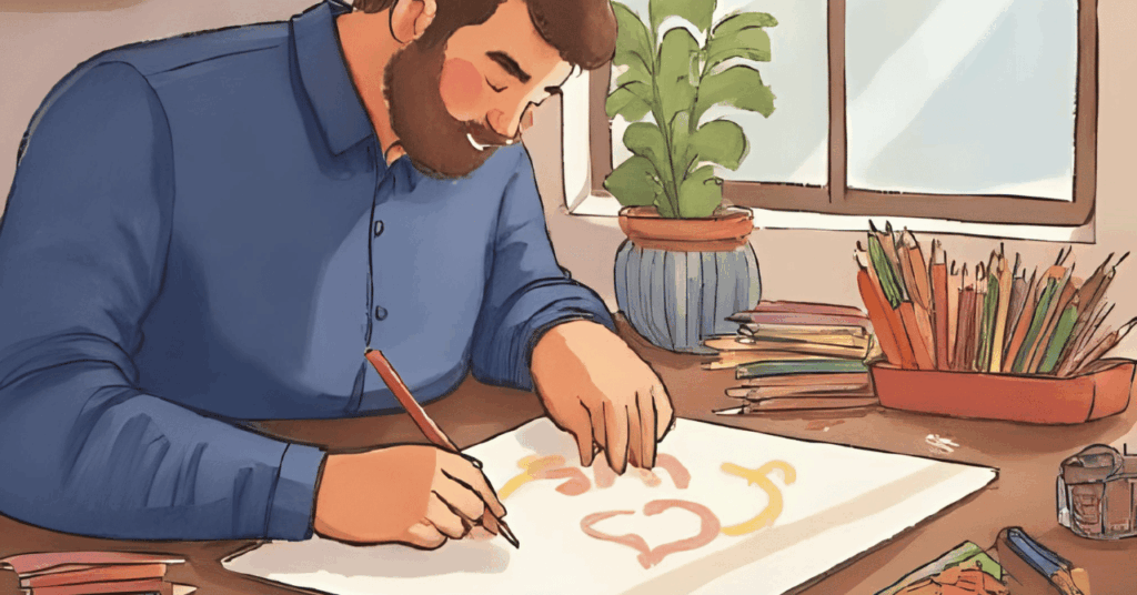 絵を描く男性
