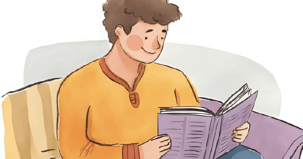 雑誌を読んでいる男性