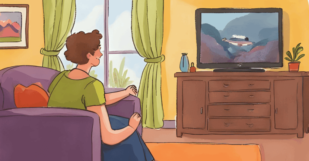 テレビを見ている女性